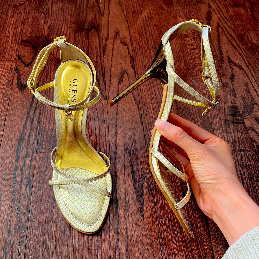 Guess by Marciano Gold stilettos leather upper